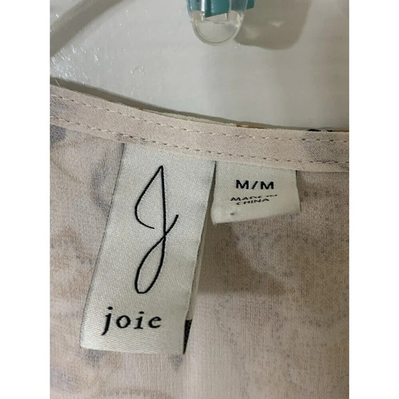 Joie Cream Sheer Lined Floral Tie Front Peasant Blouse Top Size M (B12) - Picture 6 of 9